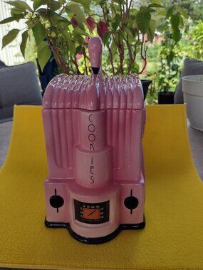 Pink Flamingo Radio Cookie Jar NOS Vintage 1998 Rare Ceramic Art Deco Vandor